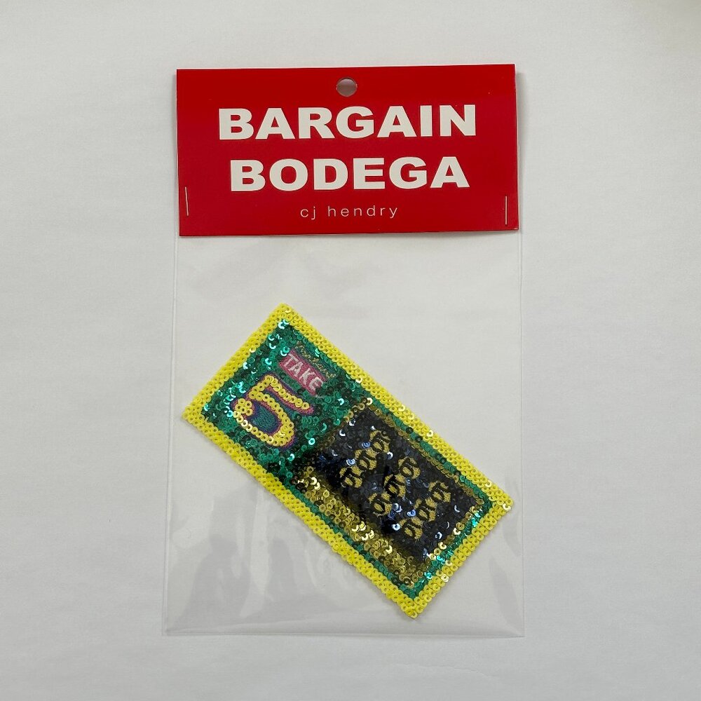 CJ Hendry Bargain Bodega Sequin Patch - Take 5 Scratch Off Lottery Ticket